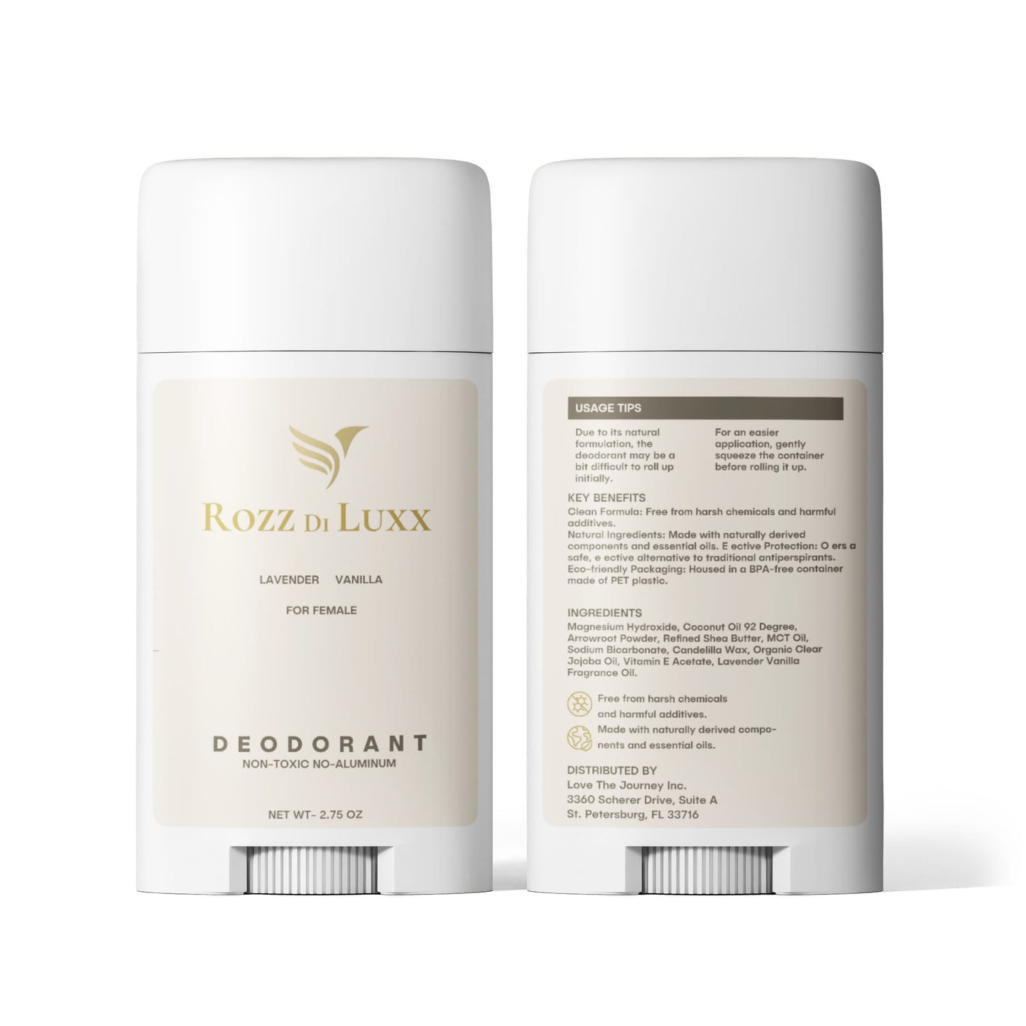 2 Pack Non-toxic Natural Deodorant, Aluminum-Free for Women